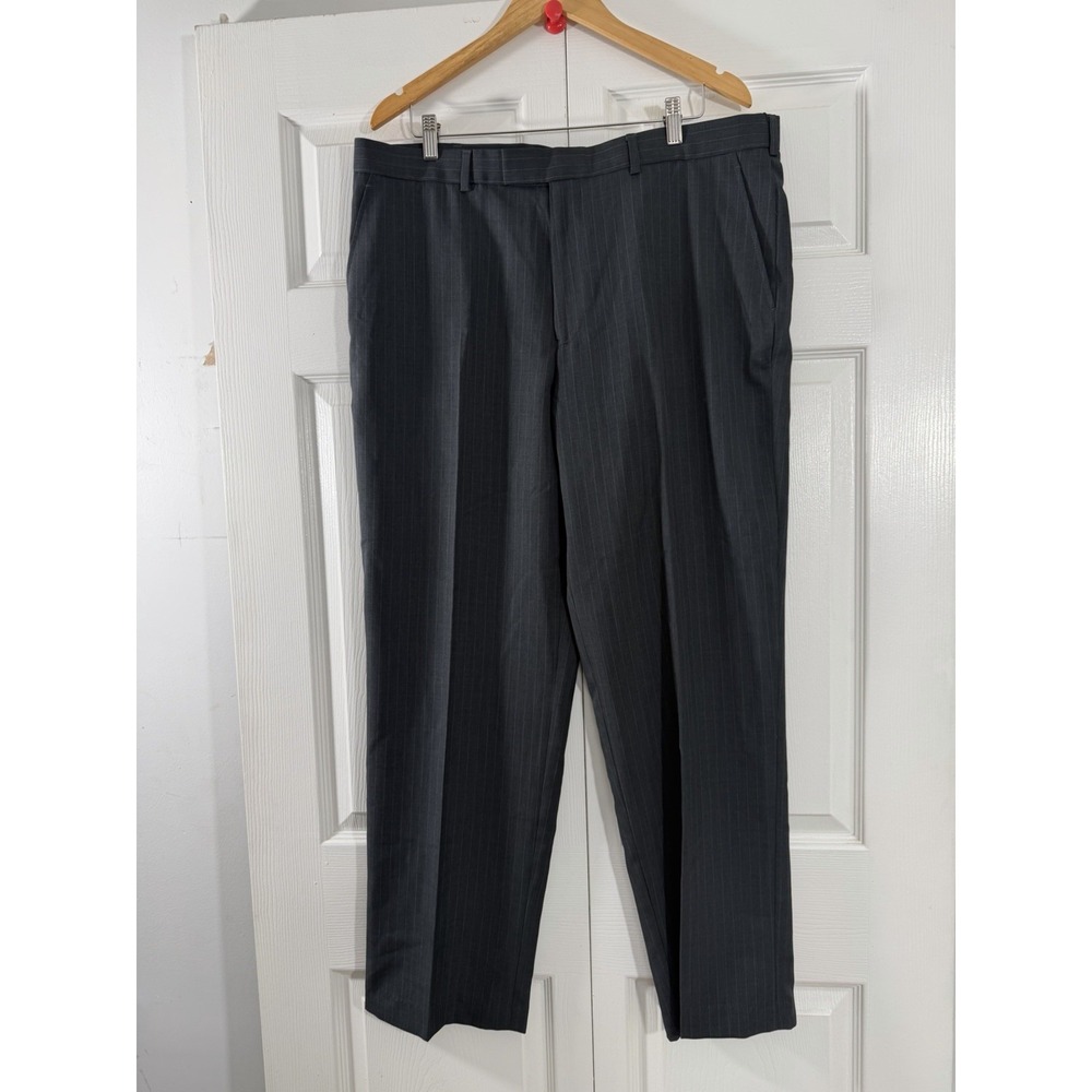 Perry Ellis striped gray charcoal mens dress pant size 38/32 new polyester/rayon
